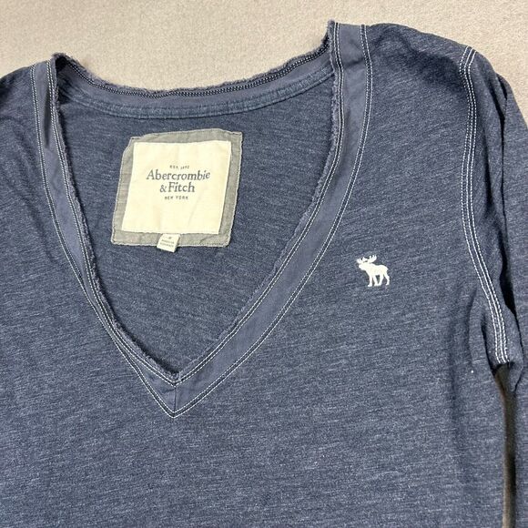 Abercrombie and Fitch Y2K Long V-Neck Tunic T-Shirt 3/4 Sleeves Moose - Picture 4 of 10